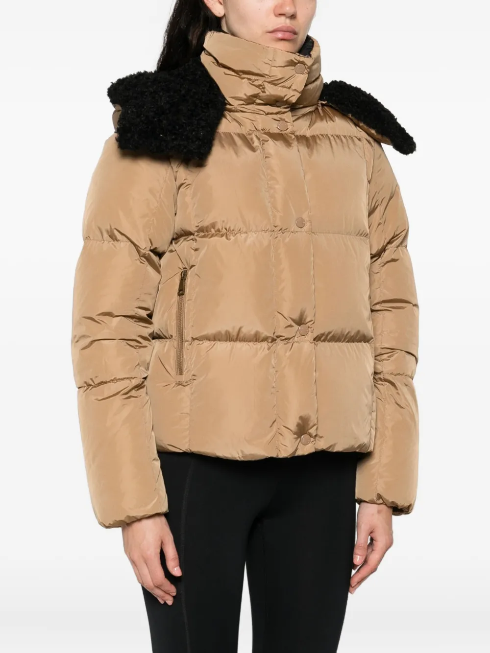 Moncler Jas met kraag van imitatiebont en rits Beige