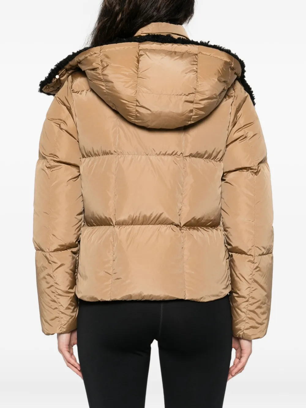Moncler Jas met kraag van imitatiebont en rits Beige
