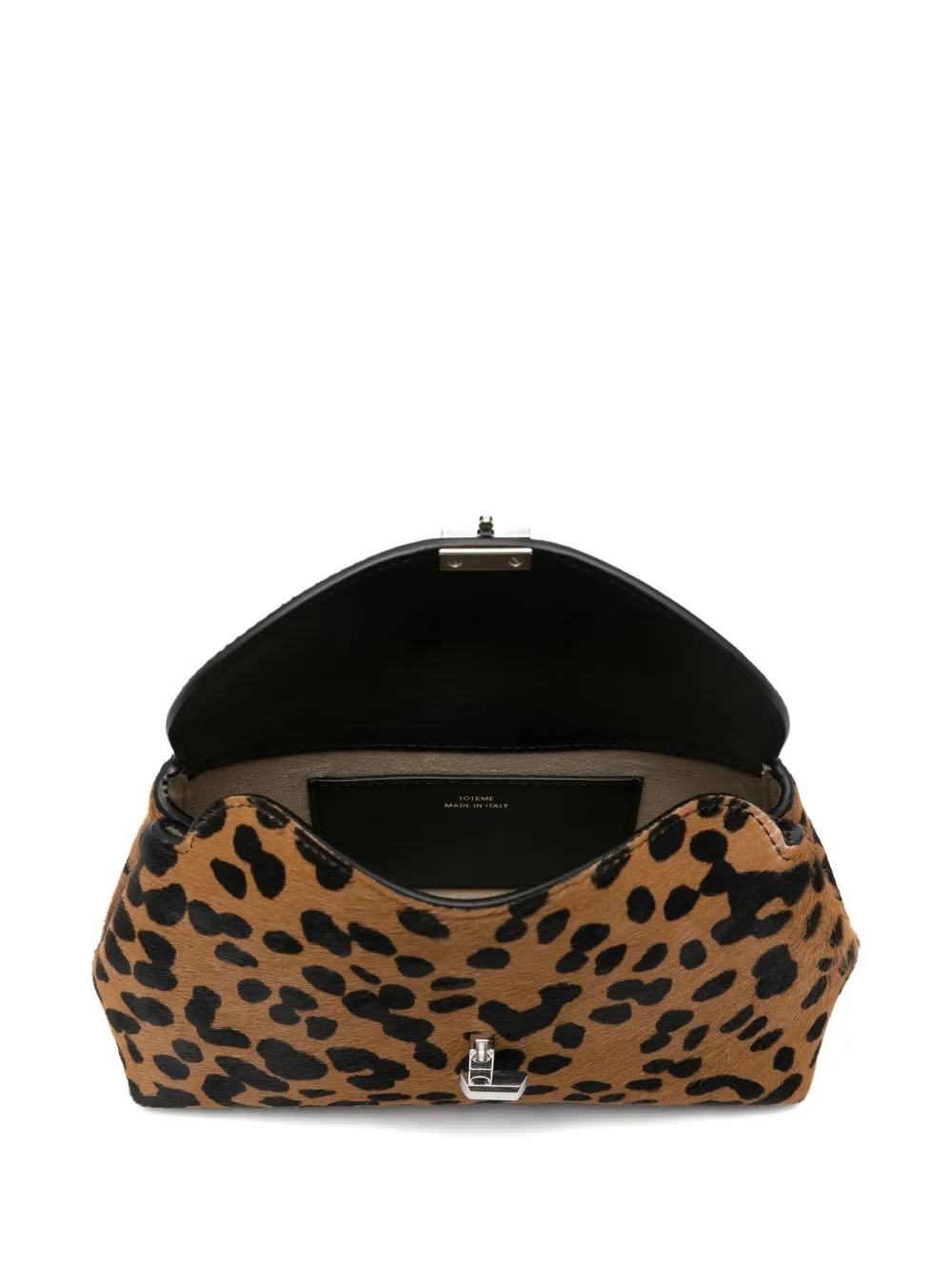 Totême Foldover Top Leopard-print Clutch Bag Metal Hardware In Brown
