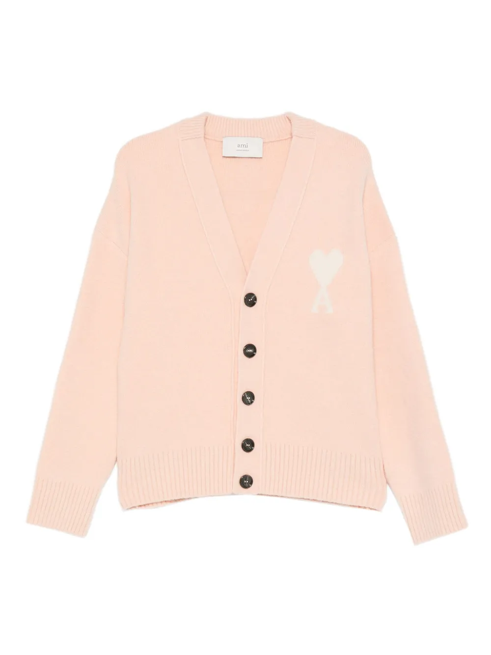 AMI Paris button heart cardigan | Pink | Image 1