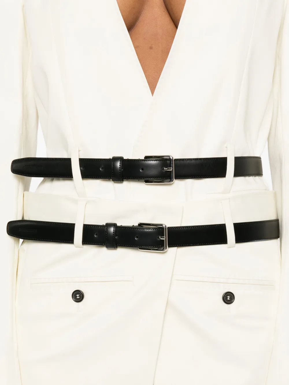 Dsquared2 Belted Double-breasted Coat In White