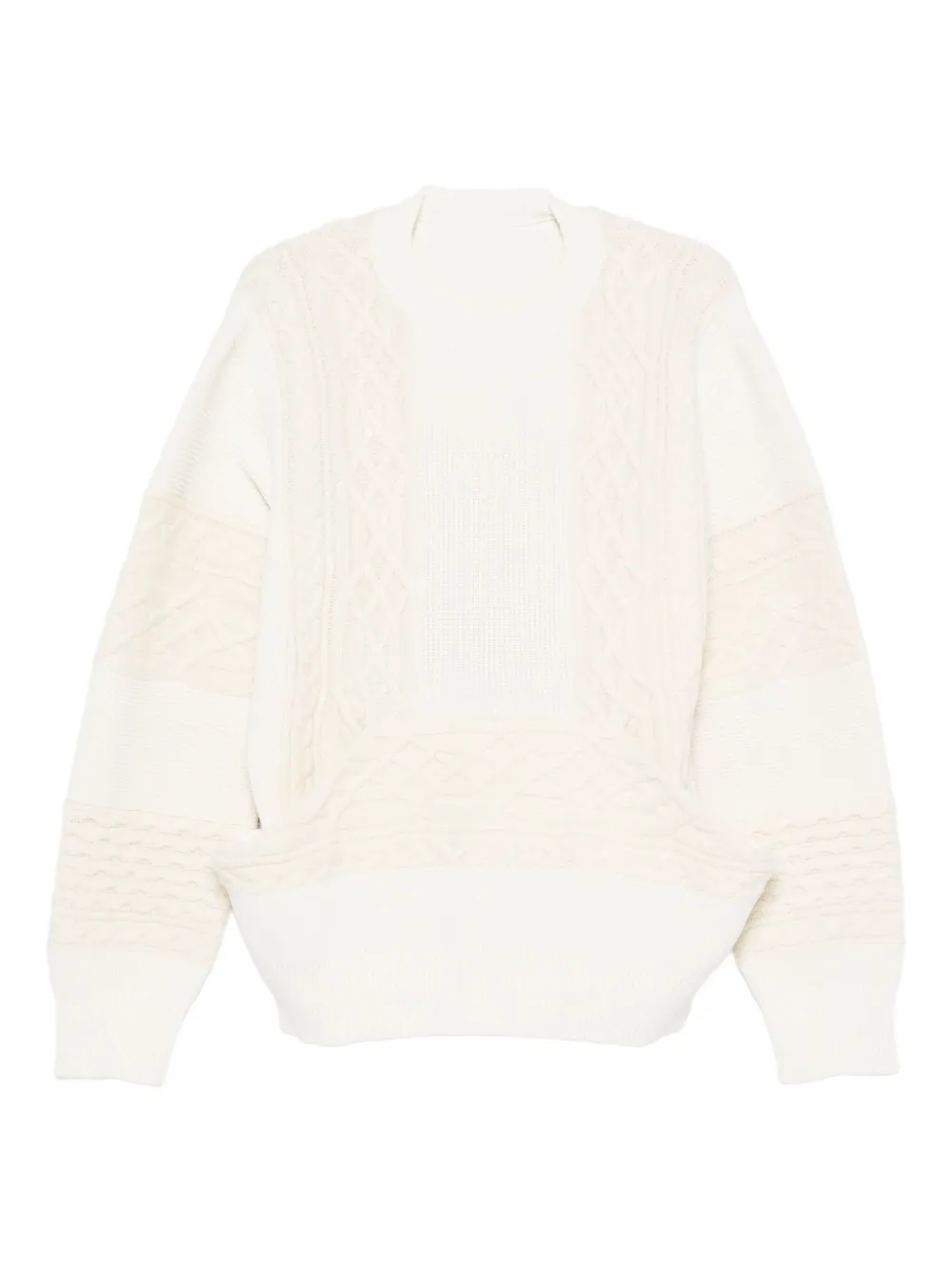 sacai ケーブルニット セーター - ホワイト sacai ケーブルニット セーター - ホワイト