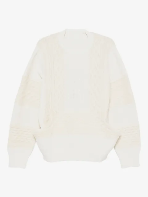 sacai cable-knit panelled sweater