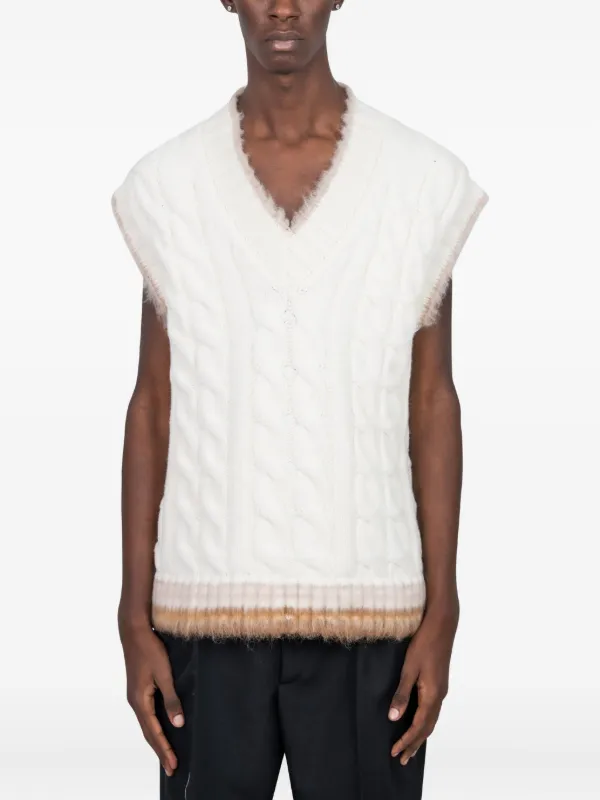 Lacoste Pull En Maille Torsadée Blanc FARFETCH TN - Main Image