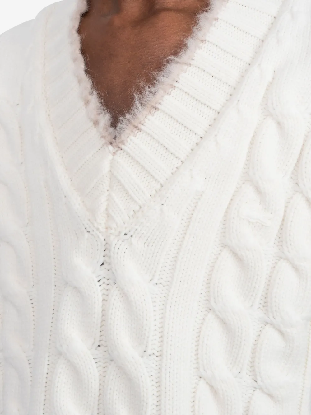 Lacoste Wollen kabelgebreide trui Wit