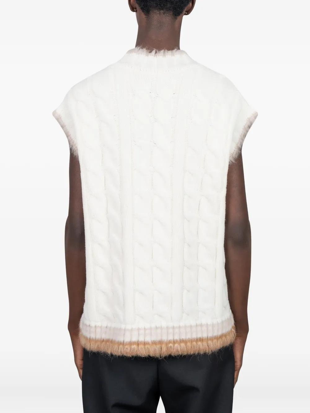 Lacoste Wollen kabelgebreide trui Wit