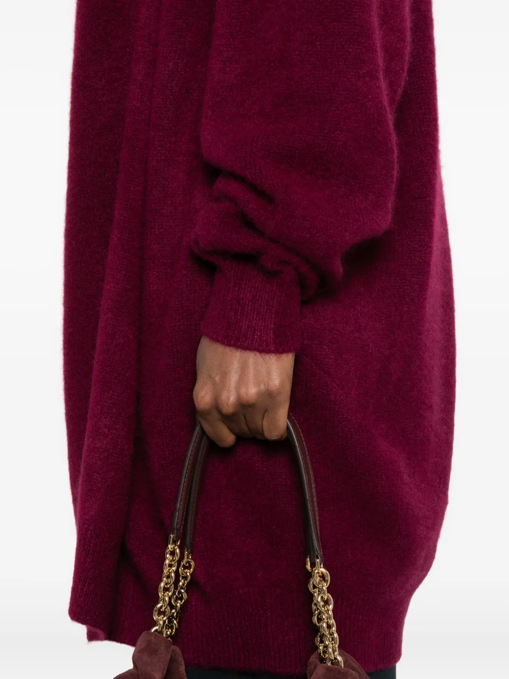 Frenckenberger Open-front Cardigan In Burgundy