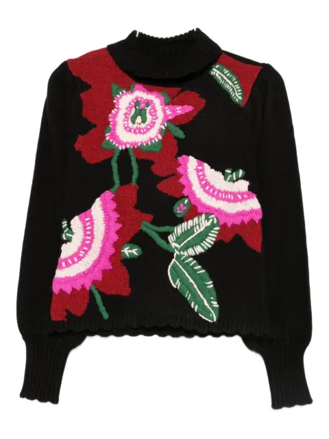 FARM Rio floral-embroidered sweater