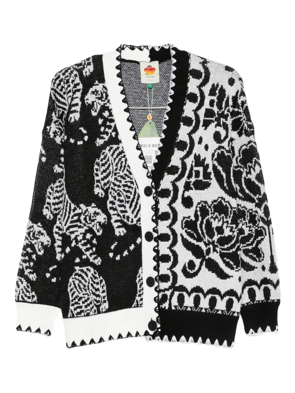 FARM Rio patchwork-design cardigan | Black | Image 1