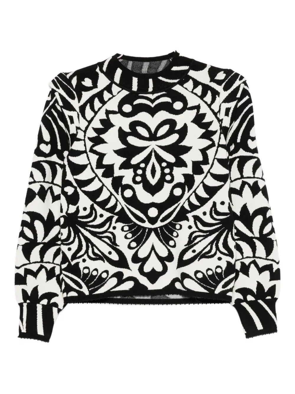 Farm Rio Patterned Sweater In Black