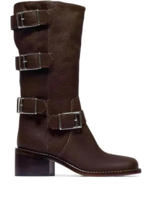 Miu Miu buckle-detail Leather Boots | Brown | FARFETCH CA
