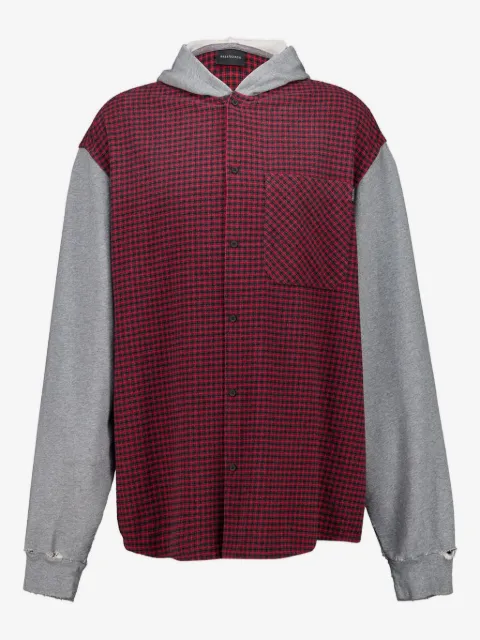 Balenciaga hooded check shirt jacket