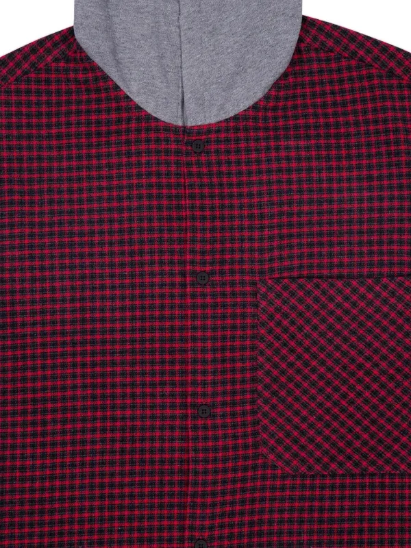 ジャケット・アウター BALENCIAGA 23SS HOODED CHECK SHIRT Balenciaga Hooded Check Shirt Jacket | Red | FARFETCH JO