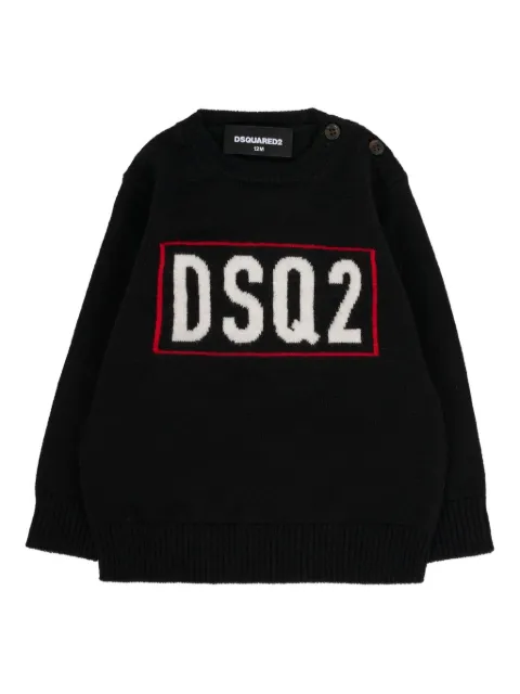 DSQUARED2 KIDS سويتر صوف مطرز بشعار الماركة