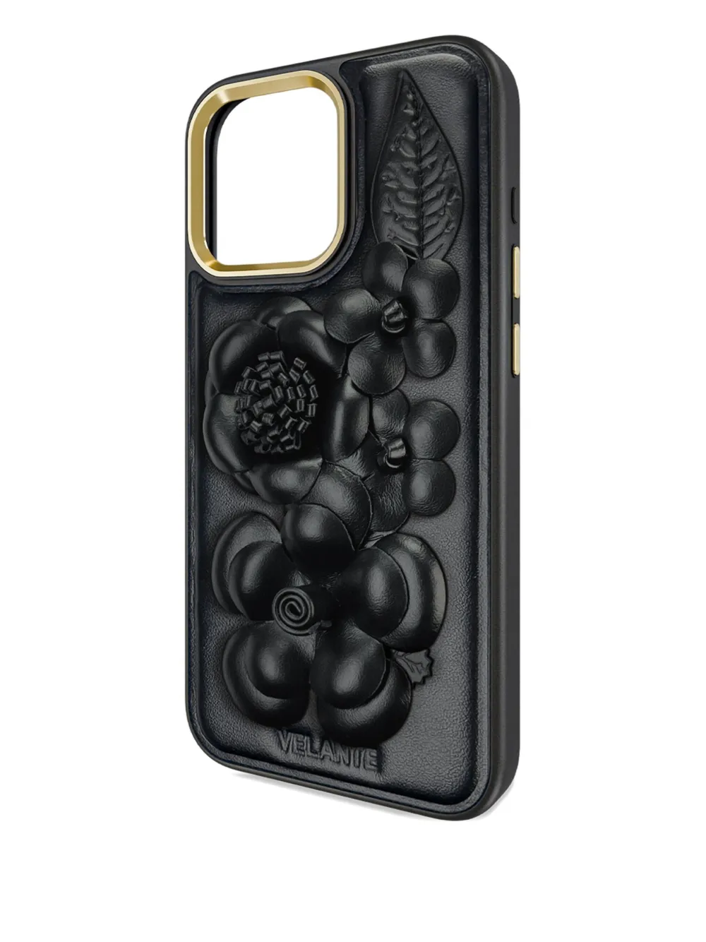VELANTE floral-embossed leather iPhone 16 Pro Max case | Black | Image 1