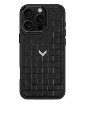 MONCLER iPhoneケース ブラック キルティングデザイン Moncler キルティング レザースマホケース | ブラック | FARFETCH JP