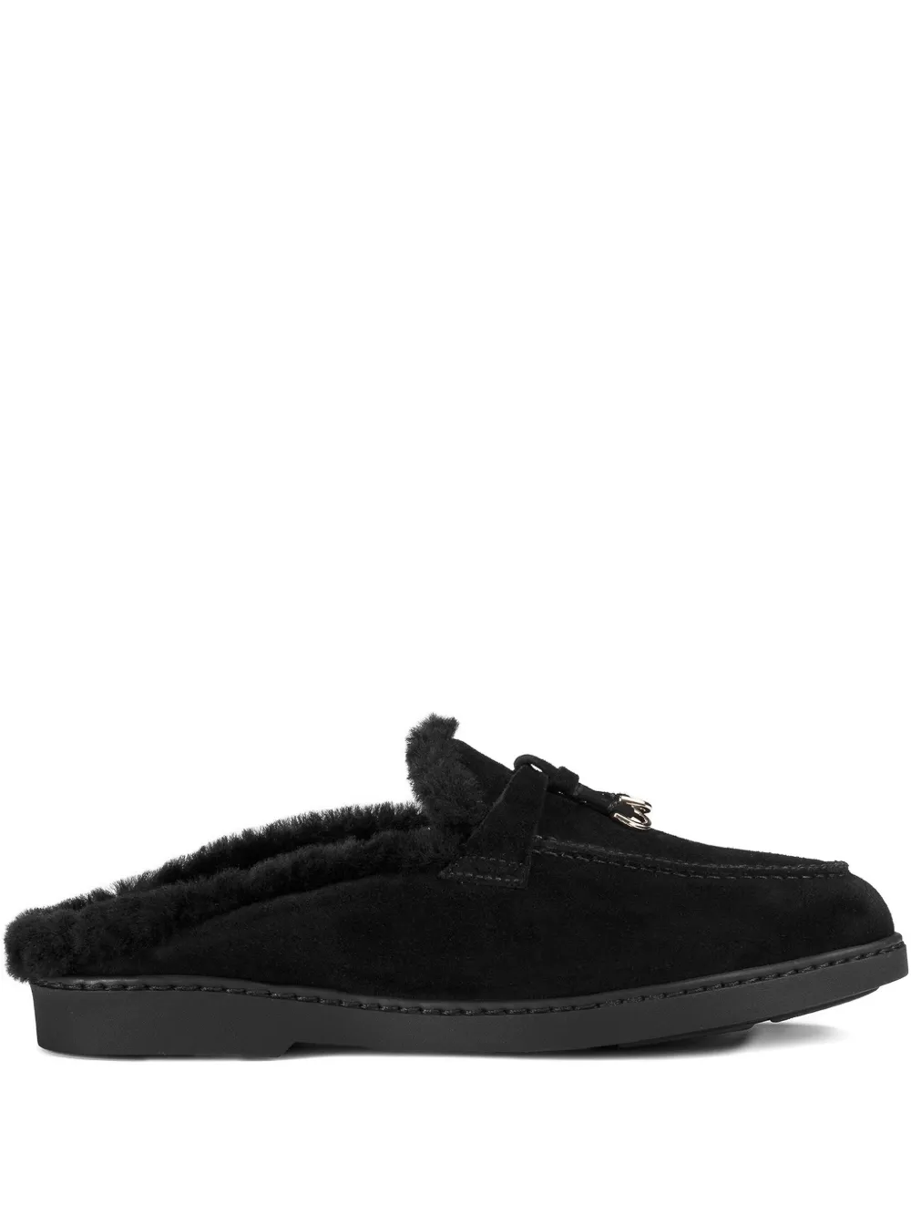 Doucal's Shearling-trim Mules In Black
