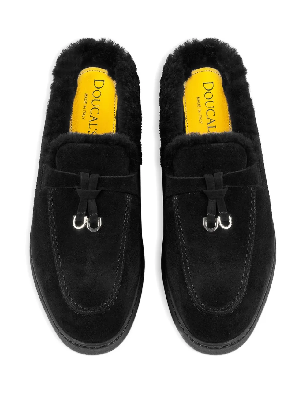 Doucal's shearling-trim mules Zwart