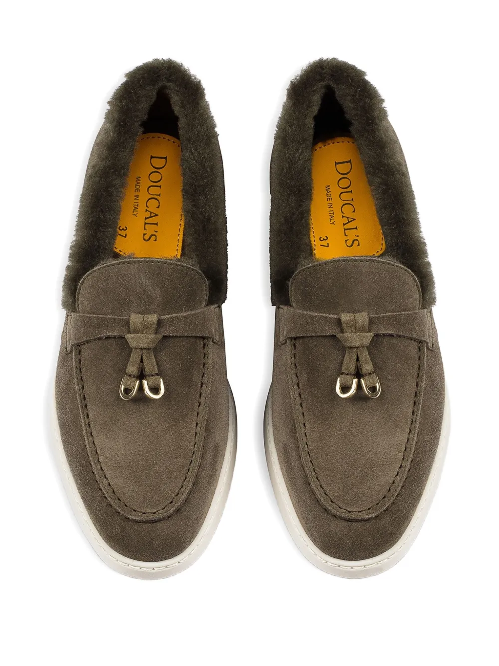 Doucal's shearling-trim suede loafers Bruin