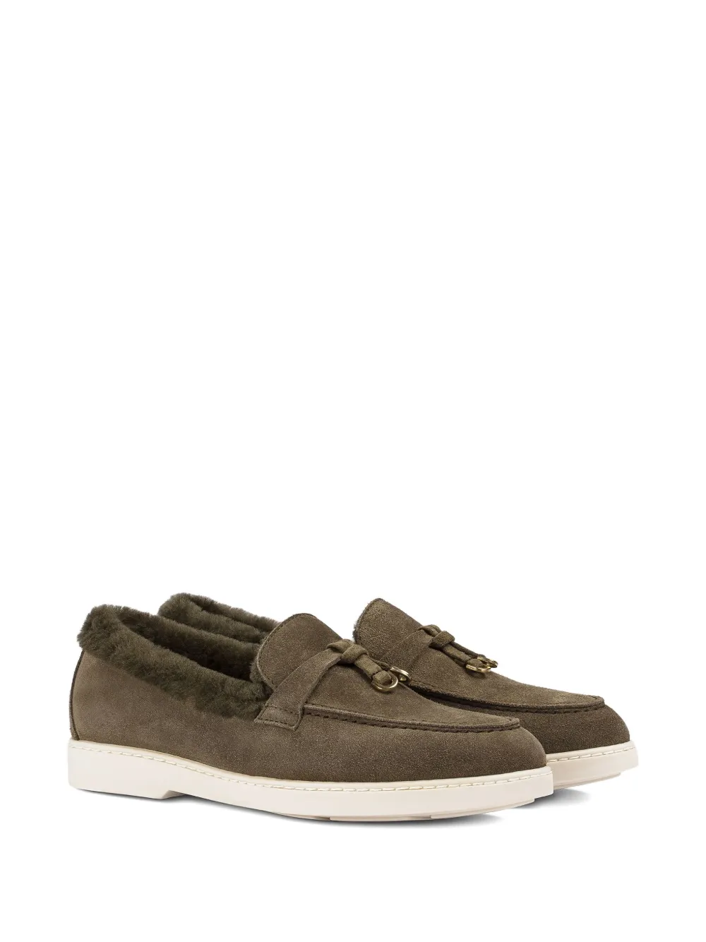 Doucal's shearling-trim suede loafers Bruin