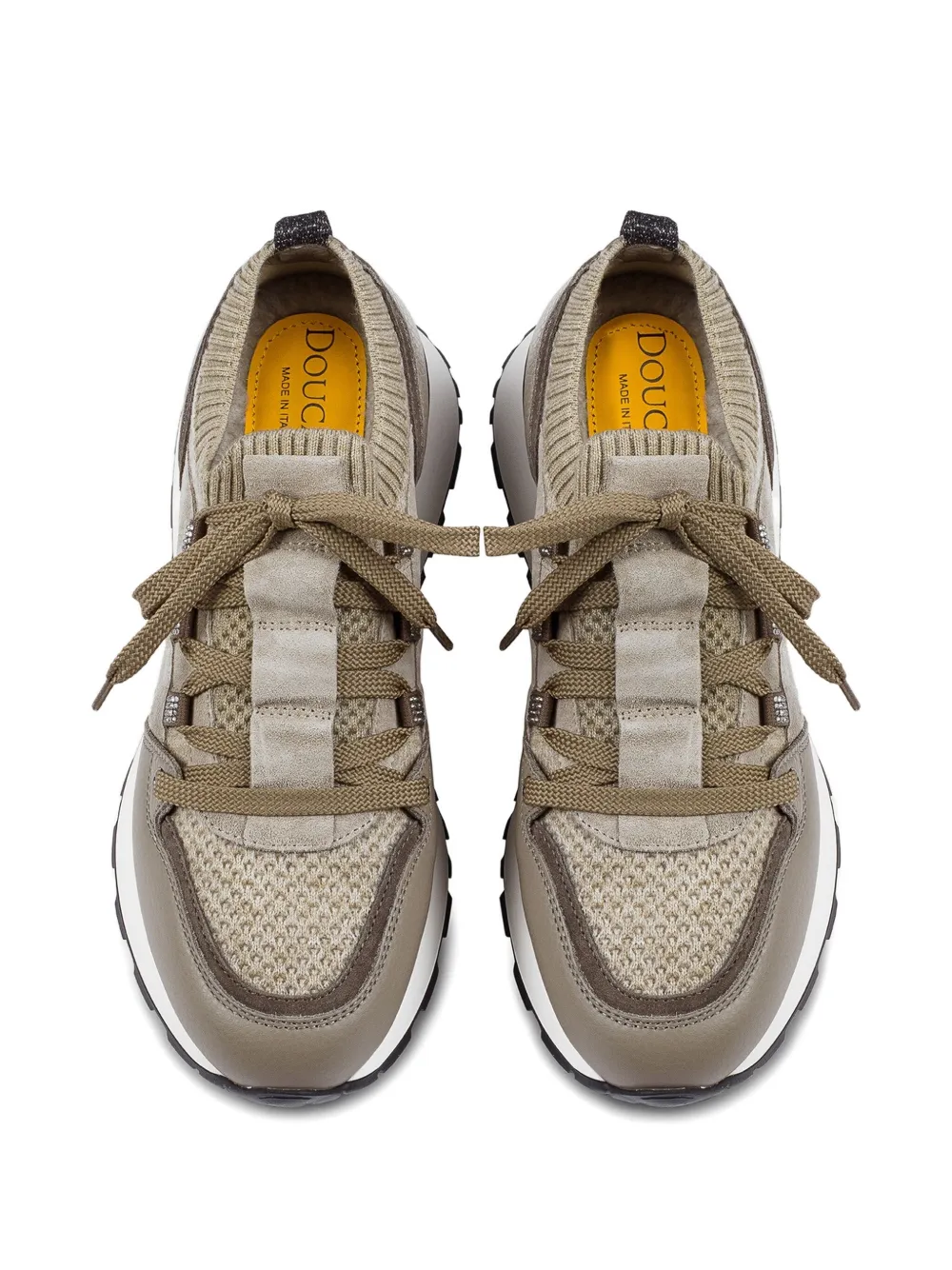 Doucal's Leren sneakers verfraaid met stras Beige