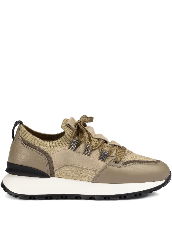 Doucal's Embellished Leather Sneakers in Neutrals