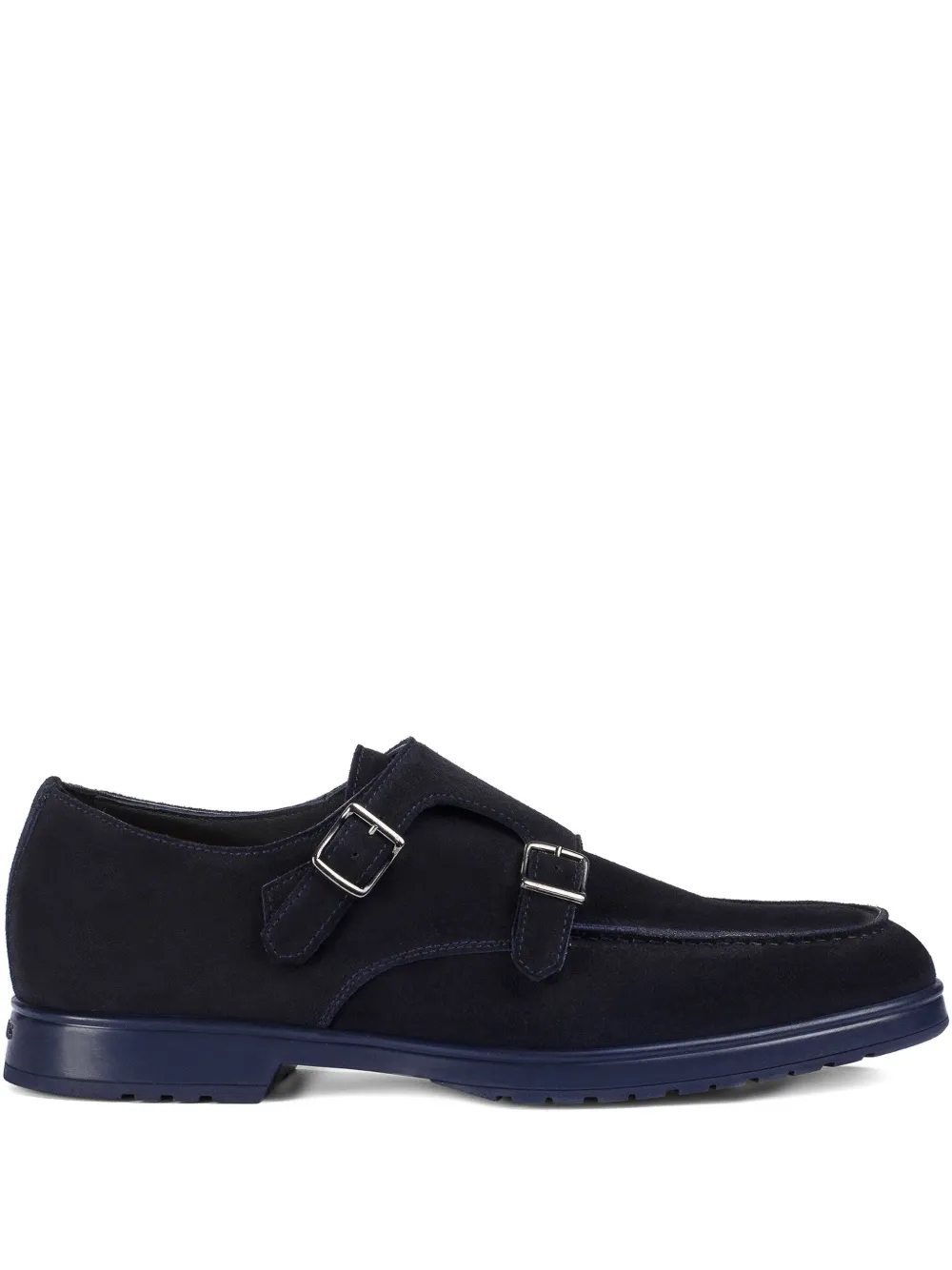 Doucal's suede double-buckle monk shoes | Blue | Image 1