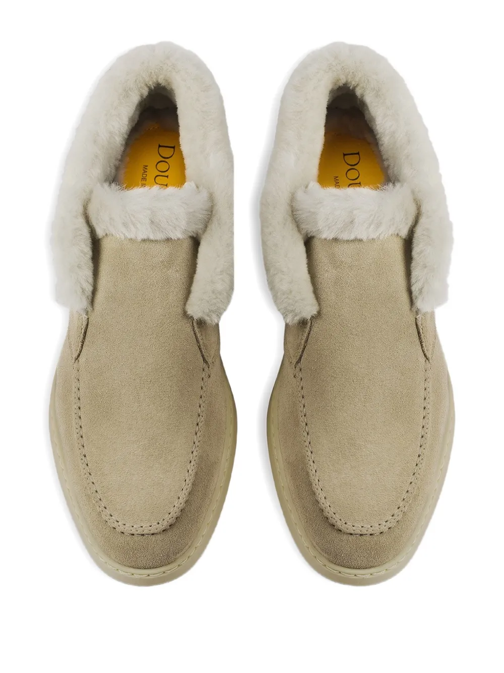 Doucal's shearling-trim suede ankle boots Beige
