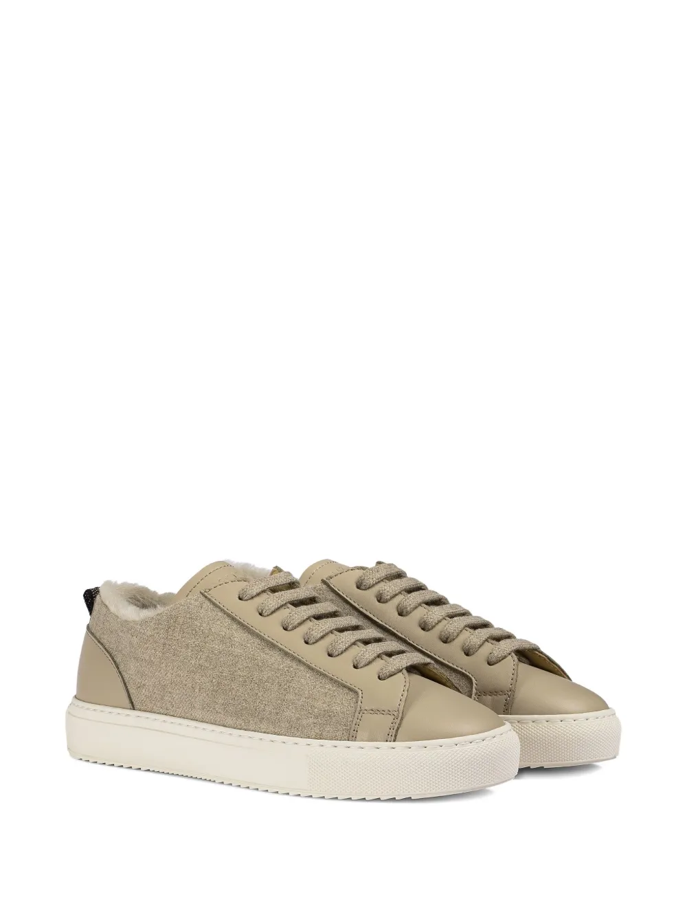 Doucal's lace-up leather sneakers - Beige