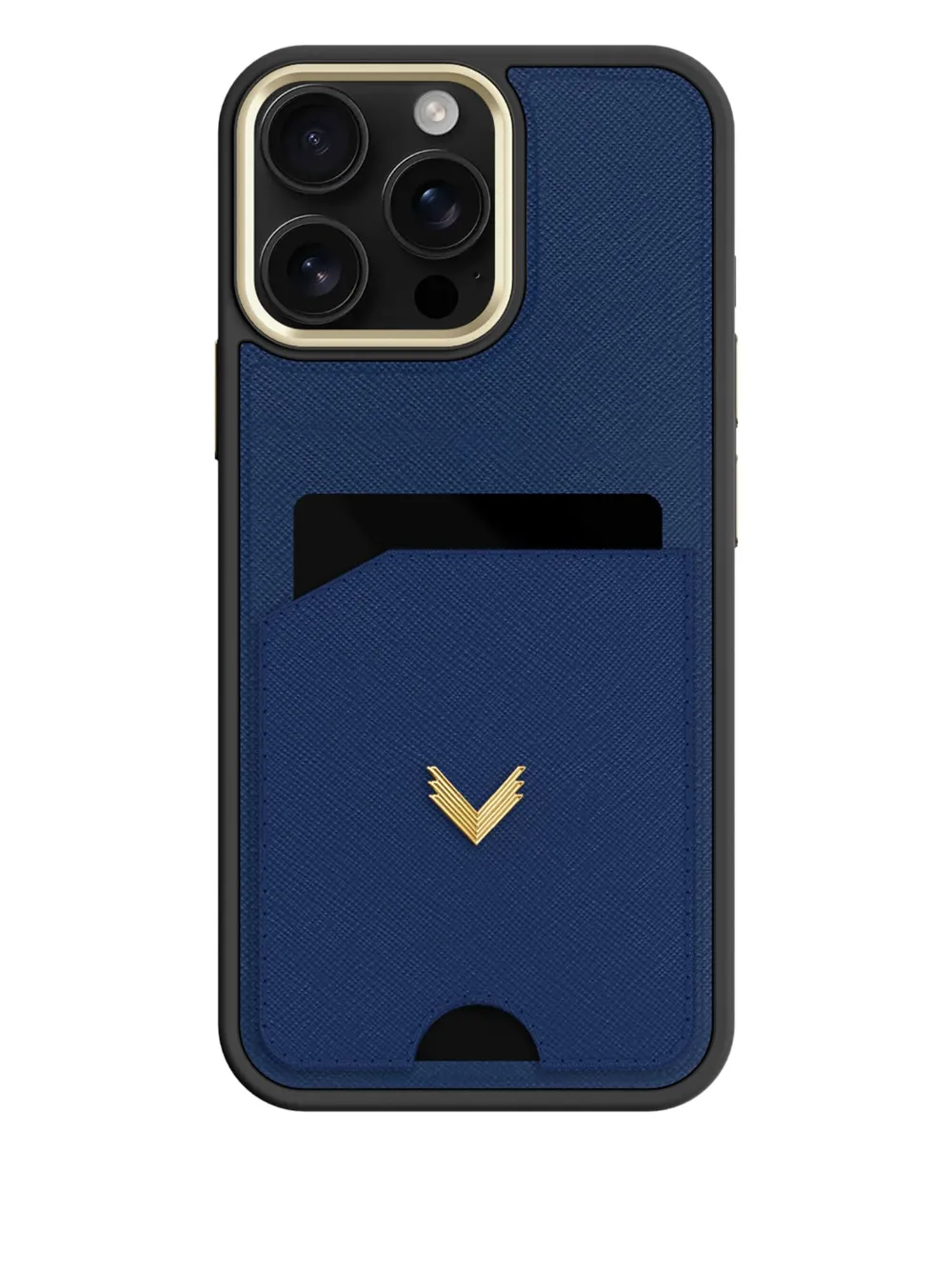 VELANTE saffiano leather cardholder iPhone 16 Pro Max case - Blu