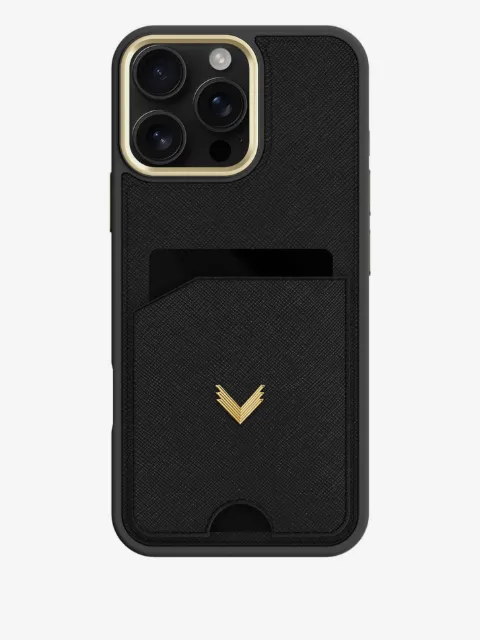 VELANTE saffiano leather cardholder iPhone 16 Pro Max case