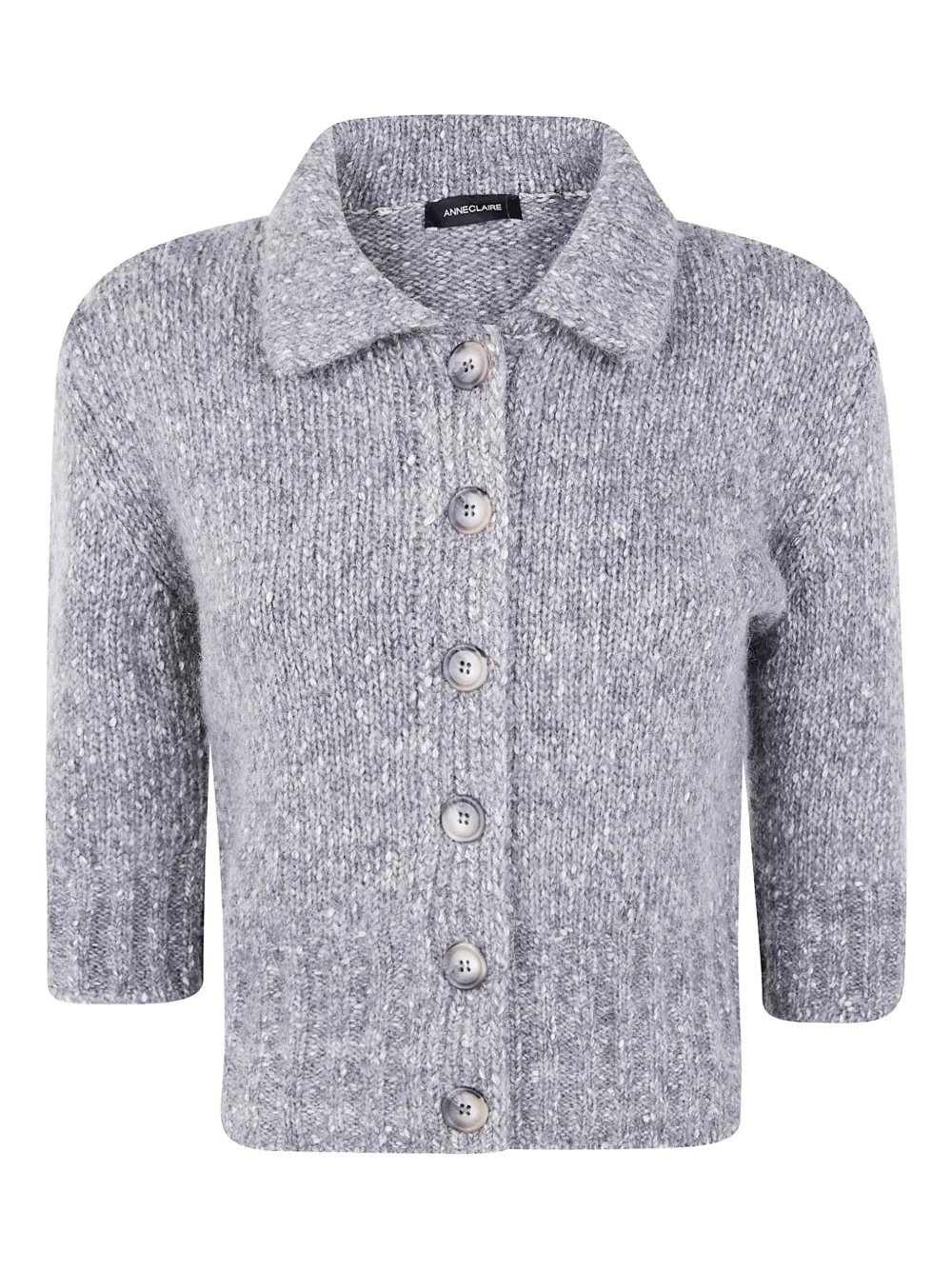 Anne Claire Button-down Cardigan In Gray