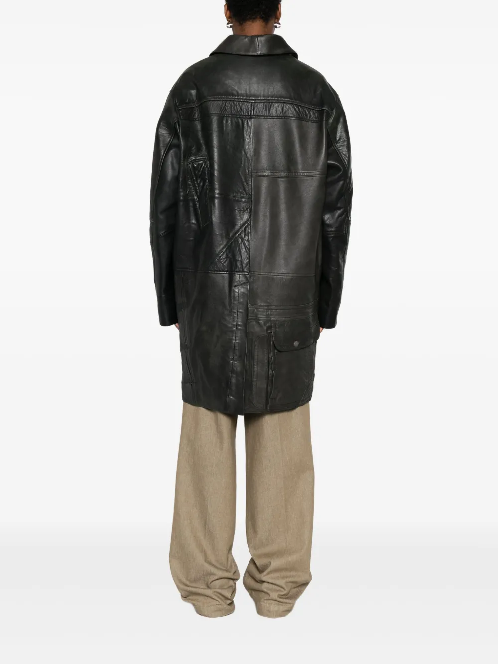Leather Single-Breasted Coat