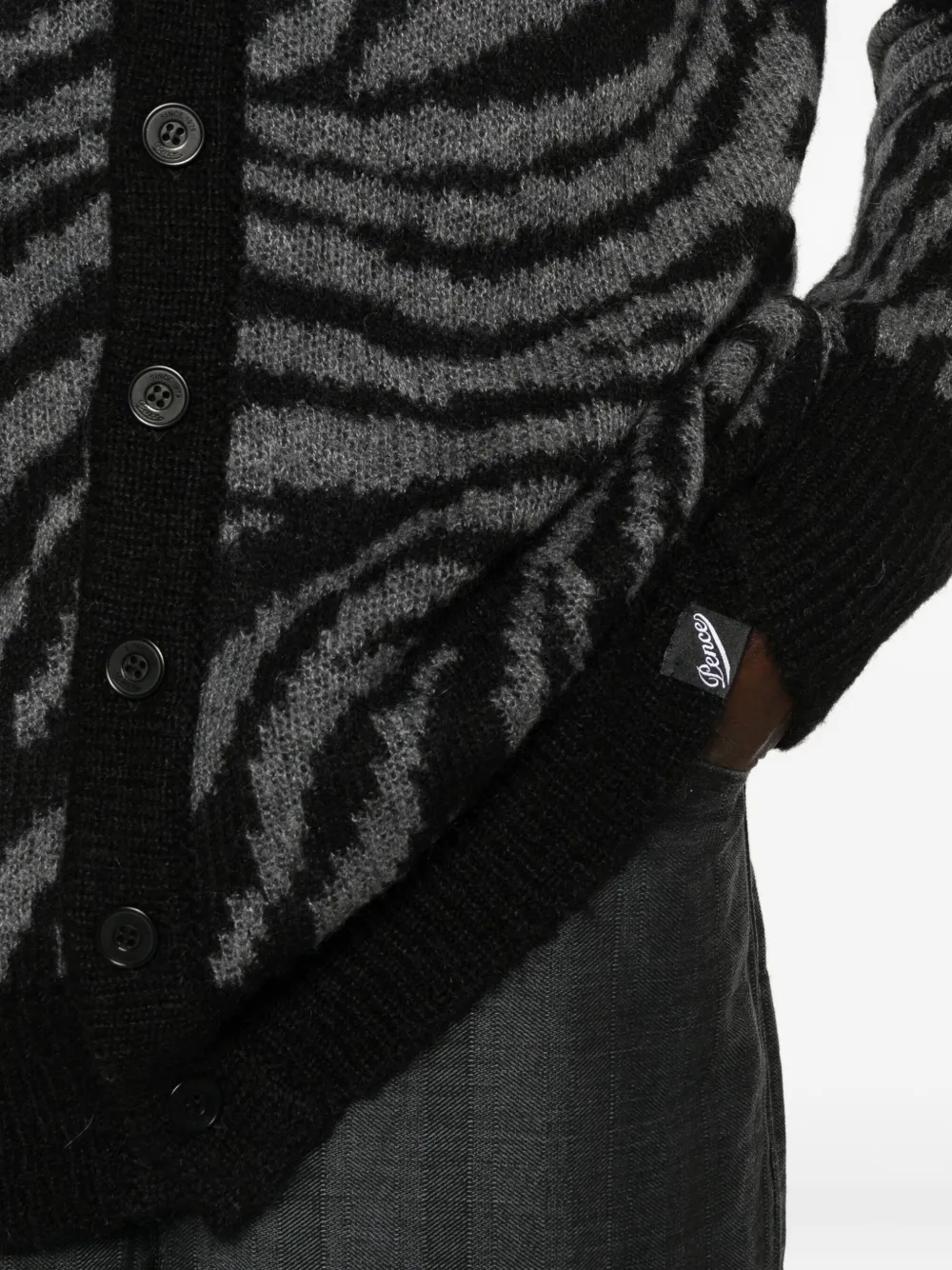 Pence Zebra-pattern Cardigan In Black
