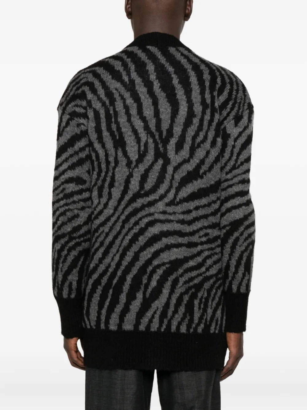 Pence Zebra-pattern Cardigan In Black