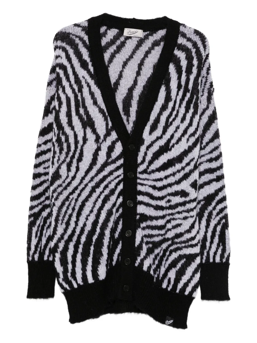 Pence Zebra-pattern Cardigan In Black