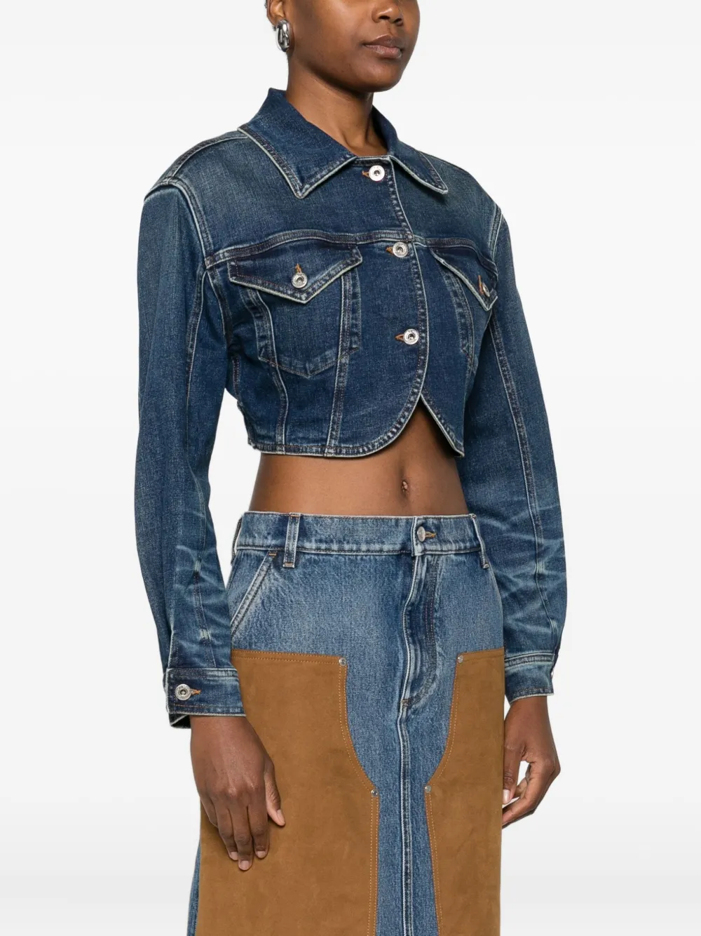 Pence Whiskering-effect Denim Jacket In Blue