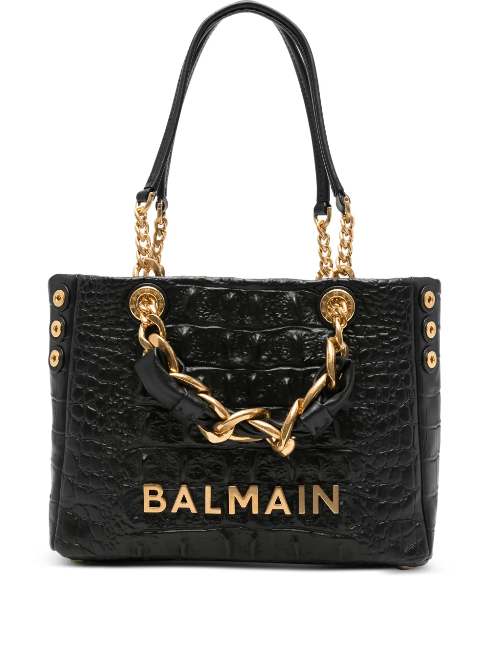 Balmain crocodile-effect tote bag | Black | Image 1