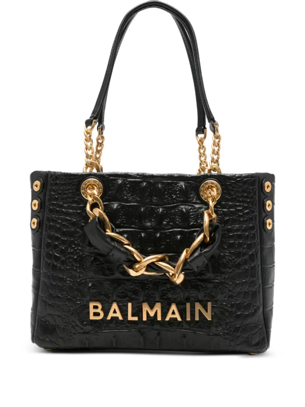 balmain 　leatherbag Balmain 1945 Pouch Crossbody Bag in PB Embossed Crinkle Leather