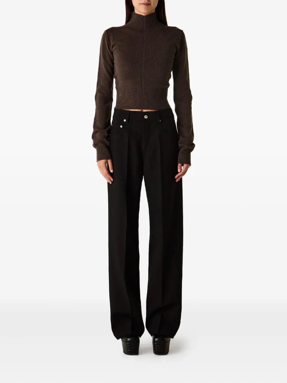 Rick Owens Headon High-neck Sweater In Brown