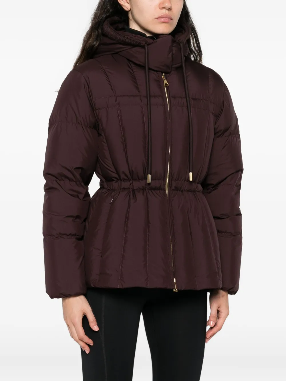 Moncler Hooded Zip-up Jacket In Brown