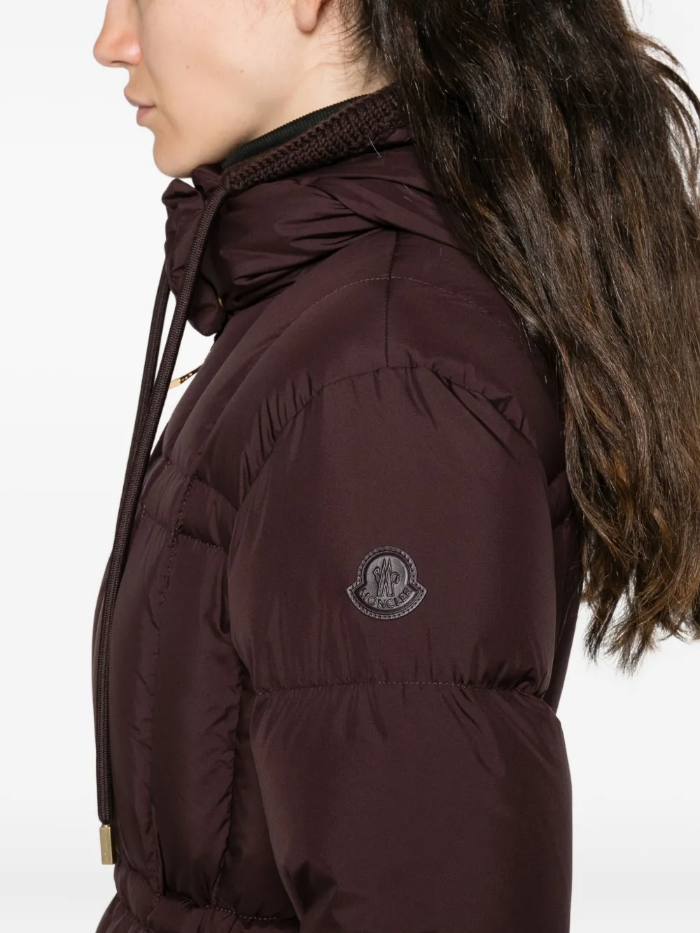 Moncler Hooded Zip-up Jacket In Brown