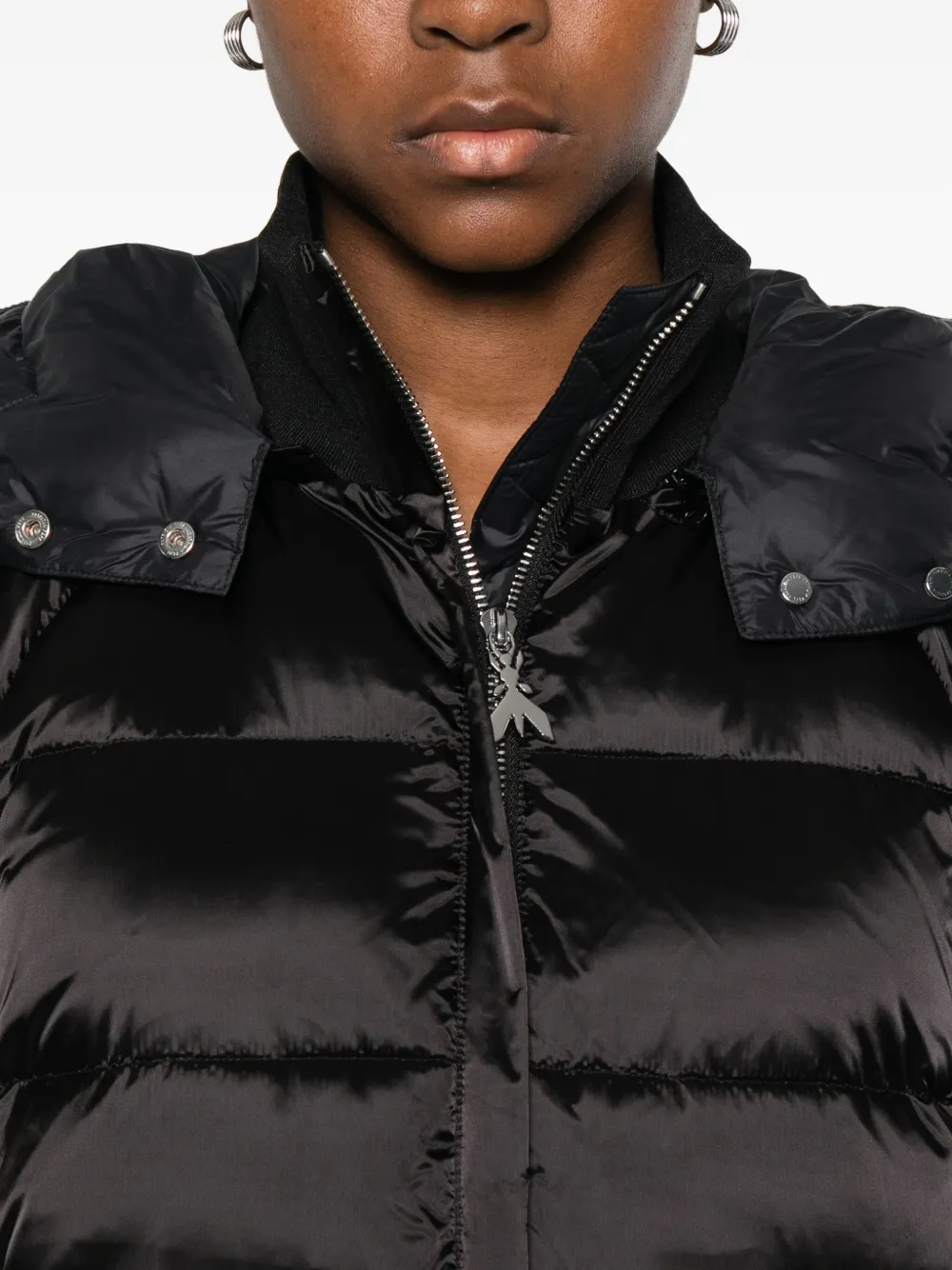 Patrizia Pepe Hooded Puffer Coat In Black