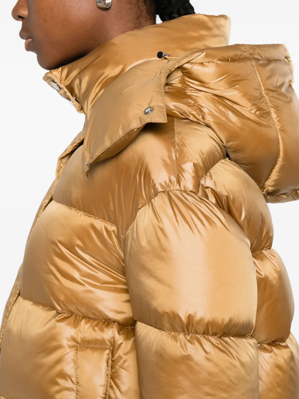 Patrizia Pepe Padded Hooded Jacket In Orange