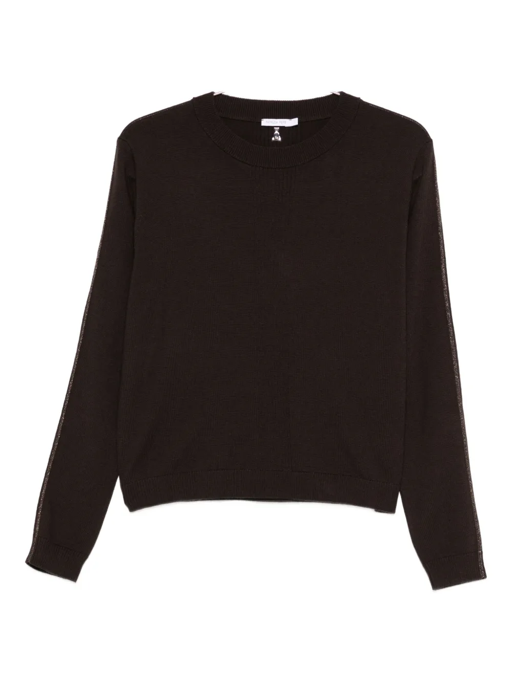 Patrizia Pepe Crew-neck Wool Sweater In Brown
