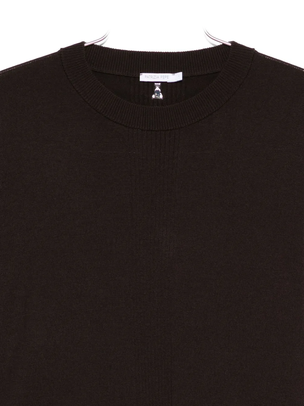 Patrizia Pepe Crew-neck Wool Sweater In Brown