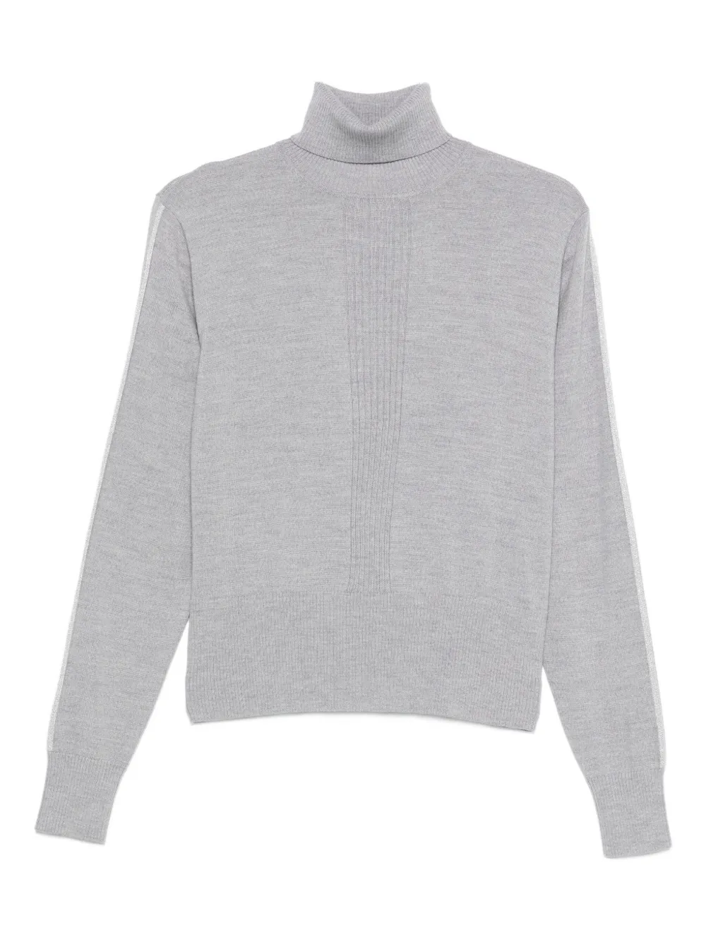 Patrizia Pepe Roll-neck Ribbed Sweater In Gray