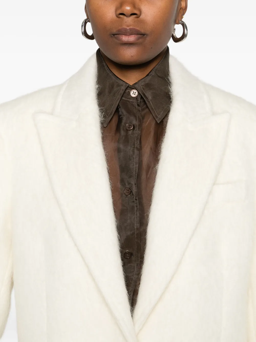 Patrizia Pepe Peak-lapel Coat In Neutral