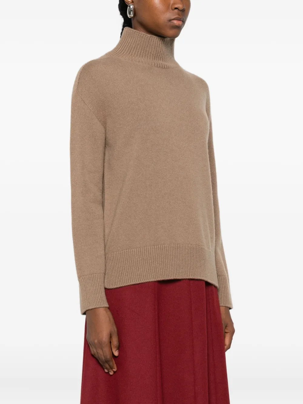 Max Mara Cashmere High-neck Sweater In Brown