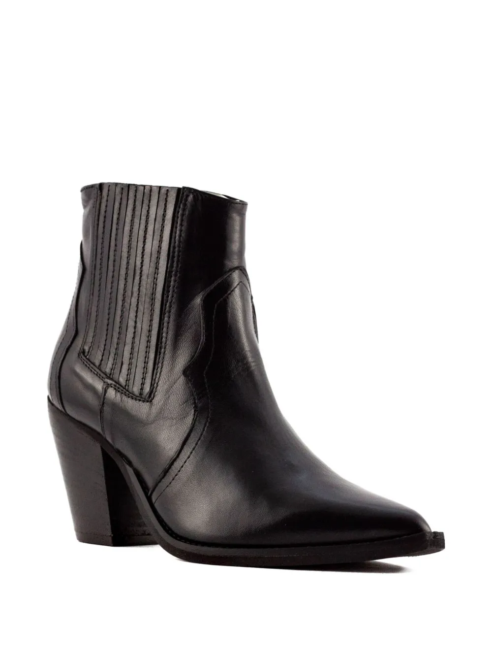 Julie Dee 70mm leather pointed-toe block-heel boots Black